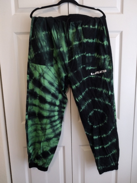 Lazy Oaf Pants - Lazy Oaf Black and Green Tie Dye Jogger Pants